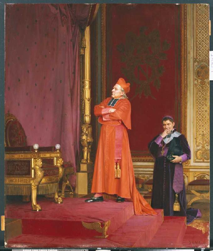 Ein Kardinal betrachtet Napoleons Thron. van Jean or Jehan Georges Vibert