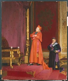 Ein Kardinal betrachtet Napoleons Thron.