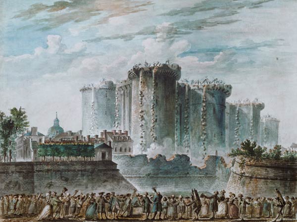 The Destruction of the Bastille, 14th July 1789 van Jean-Pierre Houel