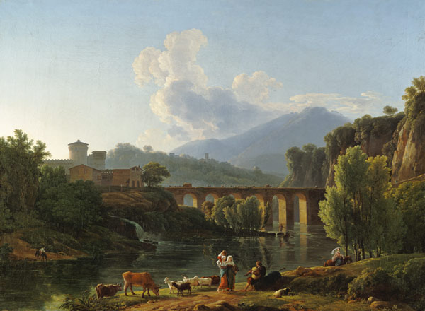 Römische Landschaft mit Brücke van Jean-Pierre-Xavier Bidauld