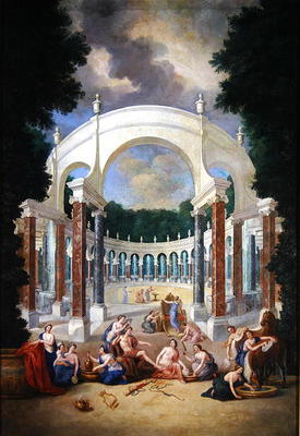 The Groves of Versailles. View of the Colonade with Apollo and the Nymphs (oil on canvas) van Jean the Younger Cotelle