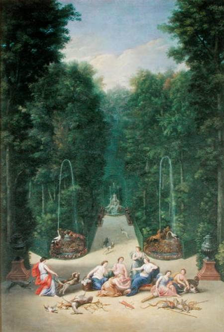 The Groves of Versailles: View of the Maze with Diana and her Nymphs van Jean the Younger Cotelle