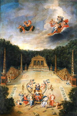 The Groves of Versailles. L'Arc de Triomphe (oil on canvas) van Jean the Younger Cotelle