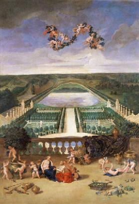 View of the Orangerie at Versailles, from the Piece d'Eau des Suisses and the King's Vegetable Garde