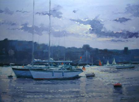 Salcombe - Moored Yachts, Late Afternoon