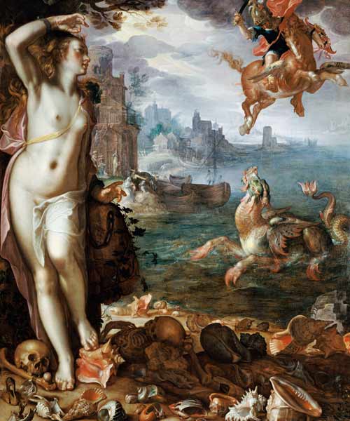 Perseus Rescuing Andromeda van Joachim Wtewael or Utewael