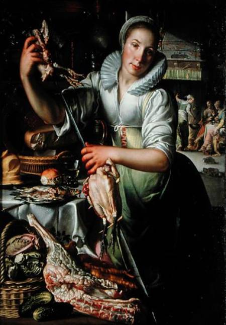 The Kitchen Maid (with Christ van Joachim Wtewael or Utewael