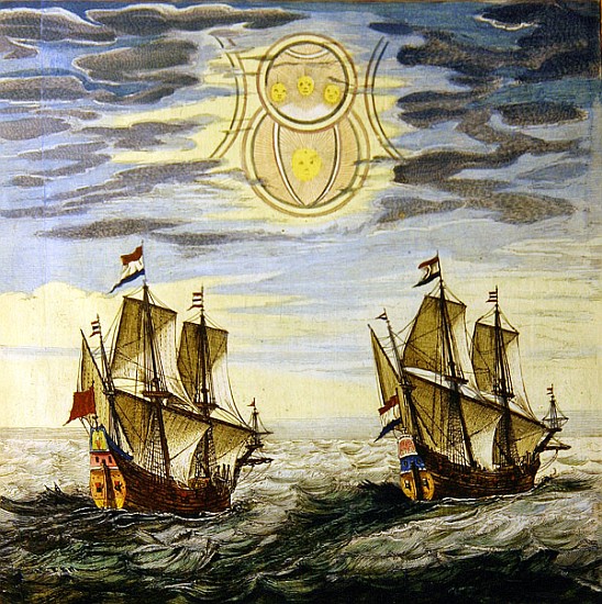 The sun and the stars guiding the sailors on their way, from the ''Atlas Maior, Sive Cosmographia Bl van Joan Blaeu