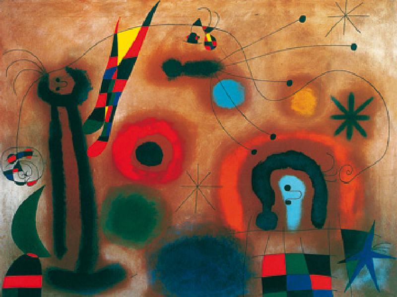 Libelle mit roten Flügeln  - (JM-879) van Joan Miró