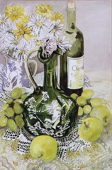 Carafe with Apples, Grapes and Lace (w/c)  van Joan  Thewsey