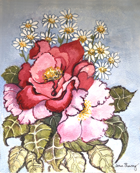 One Red and one Pink Rose van Joan  Thewsey