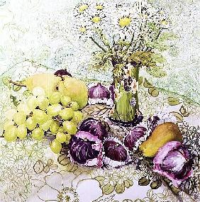 Figs, Grapes and Pears with Marguerites (w/c) 