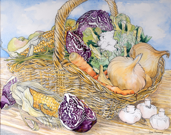 Vegetables in a Basket van Joan  Thewsey