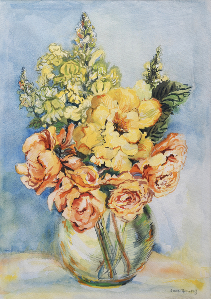 Yellow Roses and Antirrhinums van Joan  Thewsey