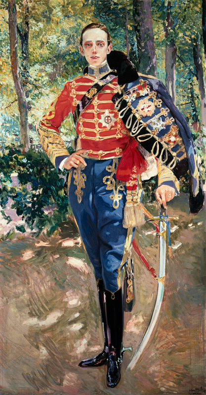 Portrait of Alfonso XIII Wearing the Uniform of the Hussars van Joaquin Sorolla