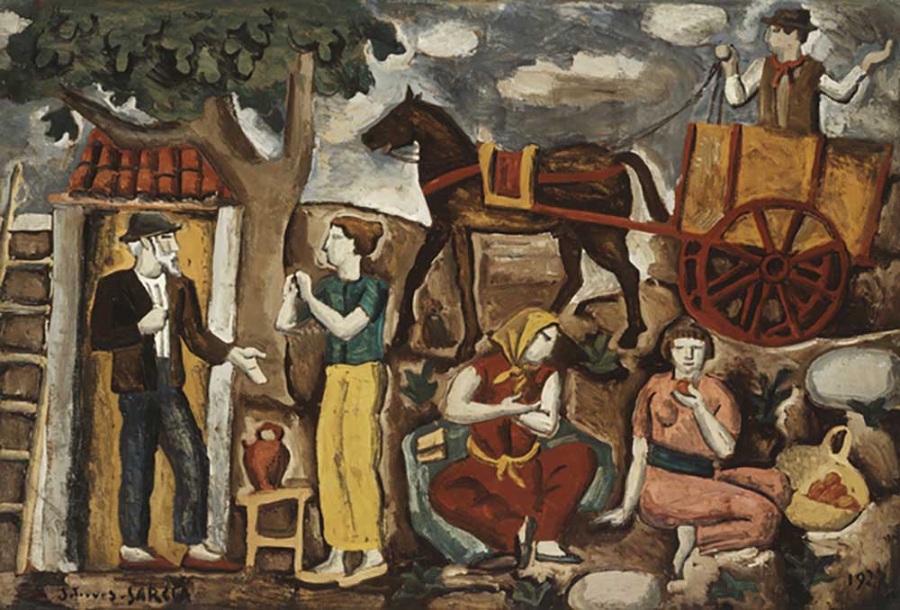 Farmers; Campesinos, 1927 van Joaquin Torres-Garcia