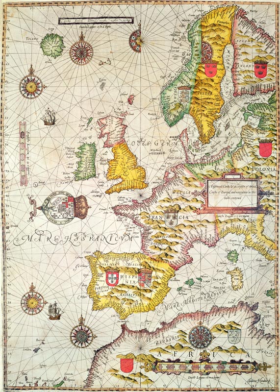 A Generall carde, and description of the sea coastes of Europe, and navigation in this book conteyne van Jodocus Hondius