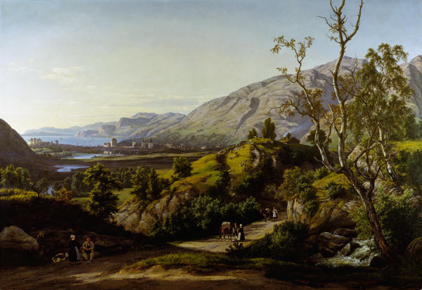 Ansicht der Stadt Bergen in Norwegen van Johan Christian Clausen Dahl