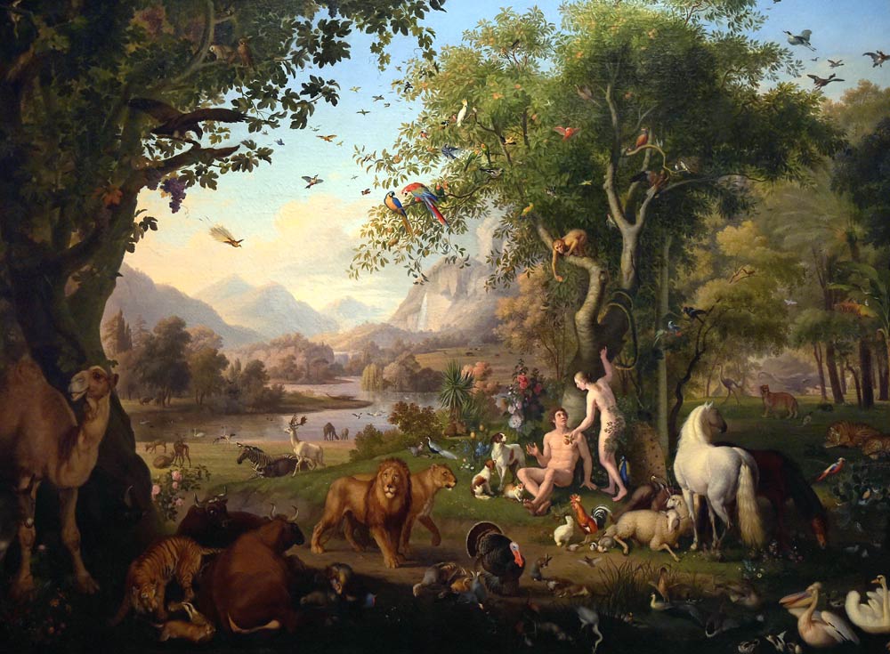 Adam and Eve in the Garden of Eden van Johan Wenzel Peter