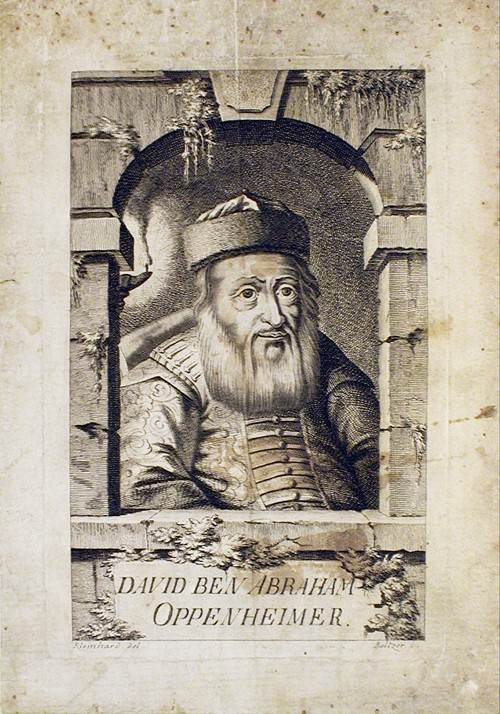 Portrait of David Oppenheim (1664-1736), chief rabbi of Prague van Johann Balzer