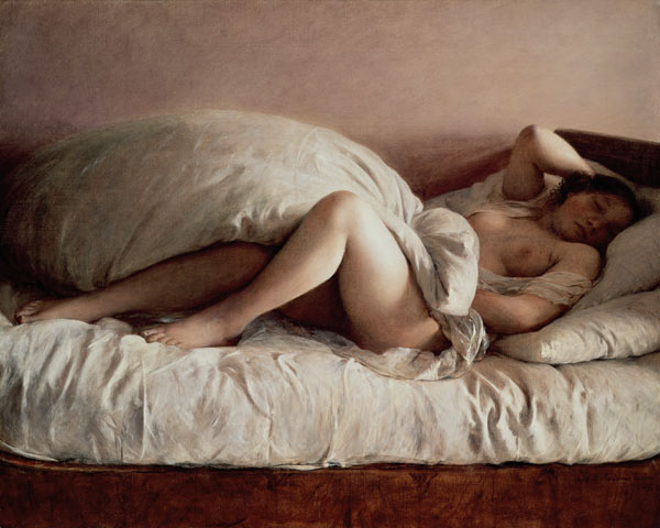 Sleeping woman van Johann Baptist Reiter