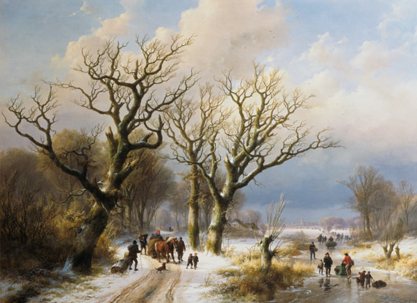 Winterliche Allee van Johann-Bernard Klombeck