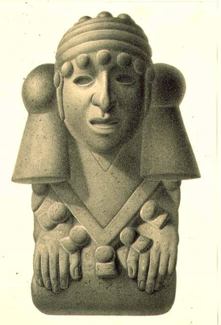 Stone idol of the Rain God Cocijo, plate from 'Ancient Monuments of Mexico' van Johann Friedrich Maximilian von Waldeck