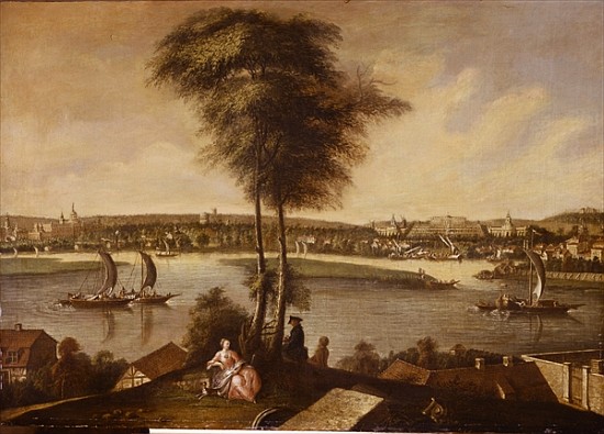 View of the Sanssouci park from Brauhausberg van Johann Friedrich Meyer