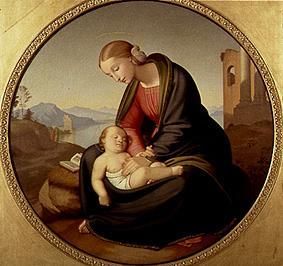 Maria mit dem schlafenden Jesuskind. van Johann Friedrich Overbeck