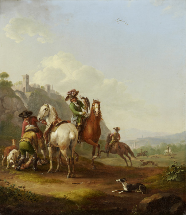Hare-Hunt with Falconer van Johann Georg Pforr