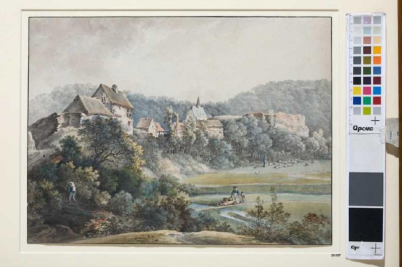 Blick auf Adolfseck im Rheingau van Johann Georg von Dillis