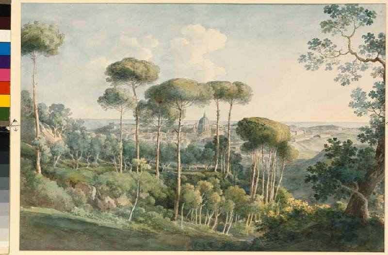 Blick von der Villa Melini auf Rom. van Johann Georg von Dillis