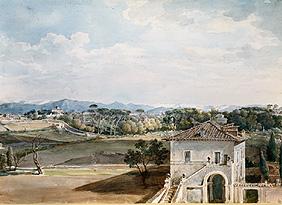 Aussicht von der Villa Poniatowski gegen die Villa Borghese und die Sabiner Berg