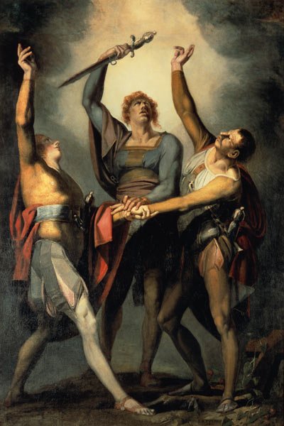 Die drei Eidgenossen beim Schwur auf dem Ruetli van Johann Heinrich Füssli