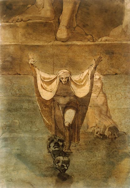 Dante und Vergil auf dem Eis des Kozythos van Johann Heinrich Füssli