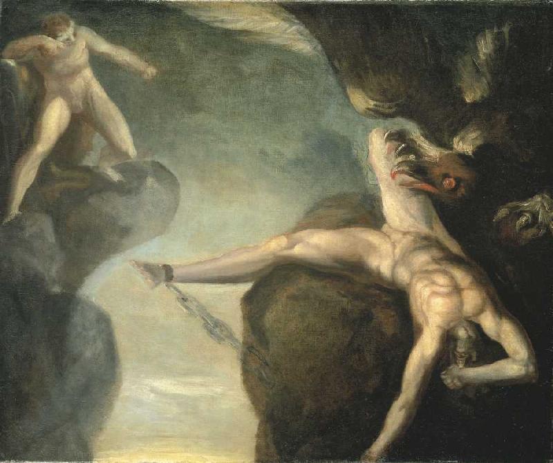 Prometheus wird von Hercules gerettet van Johann Heinrich Füssli