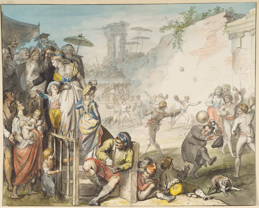 Ball Game in Rome van Johann Heinrich Ramberg