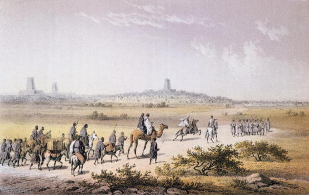 Entrance of Heinrich Barth's (1821-65) Caravan into Timbuktu in 1853, from 'Travels and Discoveries van Johann Martin Bernatz