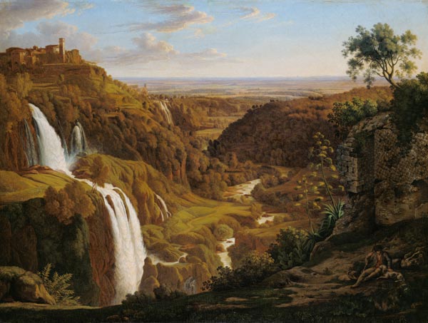 Wasserfälle bei Tivoli. van Johann Martin von Rohden