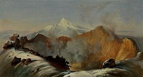 Der Krater des Vulkans Colima. van Johann Moritz Rugendas