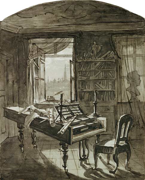 Beethoven's Room at the Time of his Death van Johann Nepomuk Hoechle