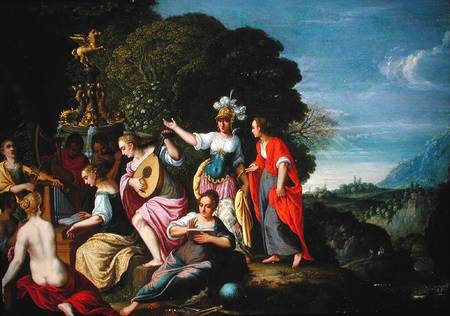 Athene and the Nine Muses at the Wells of Hipokrene van Johann or Hans Konig