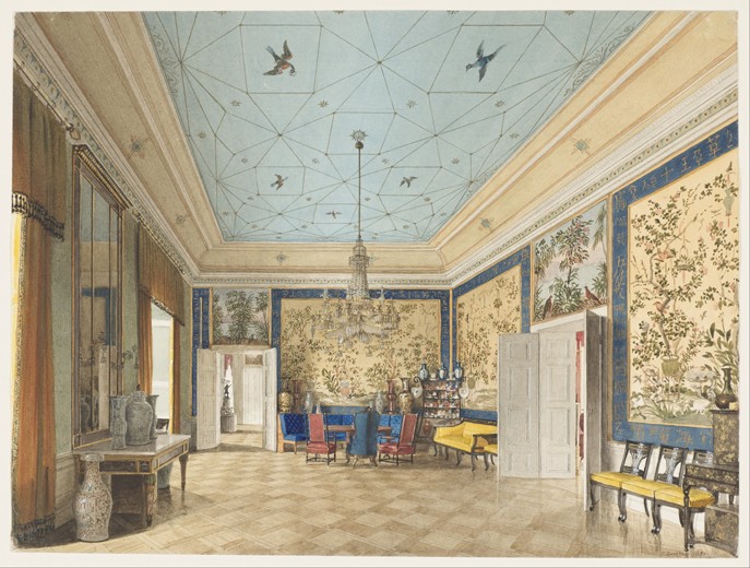 The Chinese Room in the Royal Palace, Berlin van Johann Philipp Eduard Gaertner