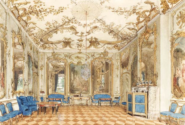 Concert Room of Sanssouci Palace in Potsdam van Johann Philipp Eduard Gaertner