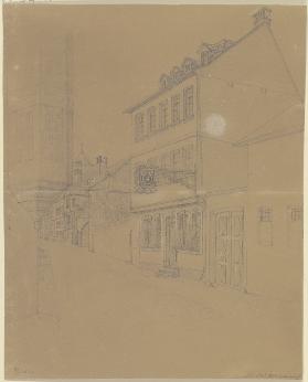 Häuserzeile mit dem Geburtshaus der Brüder Nikolaus und Carl Hoff in der Alten Schlesingergasse 2 in