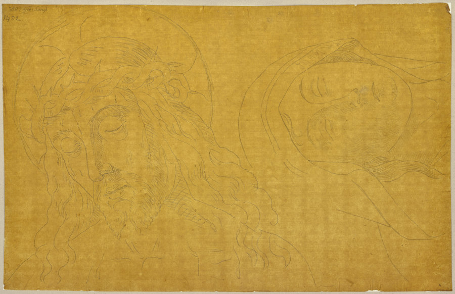 Der Kopf Jesu Christi, Detail aus einem Fresko von Giovanni Santi in San Domenico in Cagli, den aus  van Johann Ramboux
