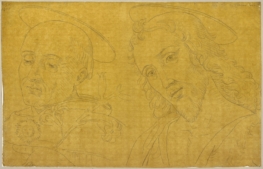 Die Köpfe der Heiligen Thomas von Aquin und Johannes der Täufer, letzterer ein Selbstporträt Giovann van Johann Ramboux