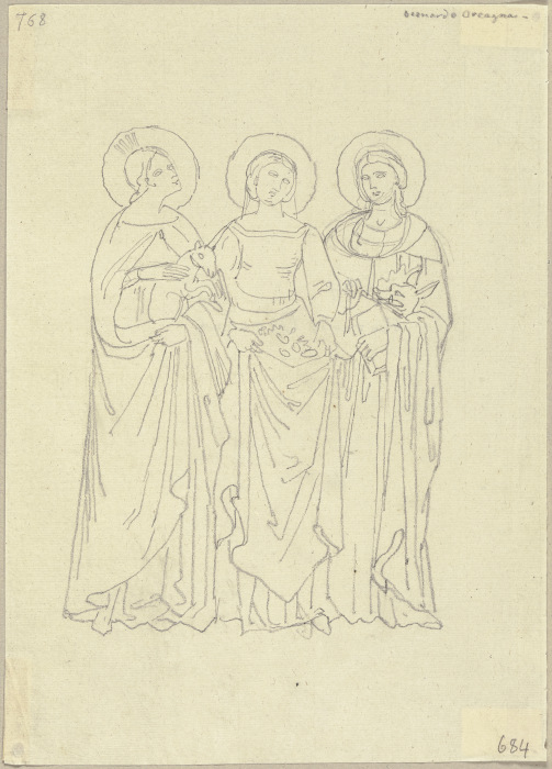 Drei Jungfrauen aus dem Paradiso des Nardo di Cione in der Strozzi-Kapelle in Santa Maria Novella in van Johann Ramboux