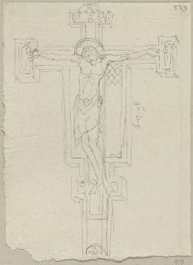 Kruzifix aus Holz, Entwurf desselben im Chor von Santa Chiara zu Assisi