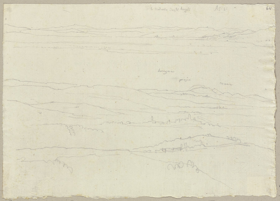 Prospekt von einem Teil des ausgedehnten Horizonts des Umbrier Tals von Montefalco van Johann Ramboux